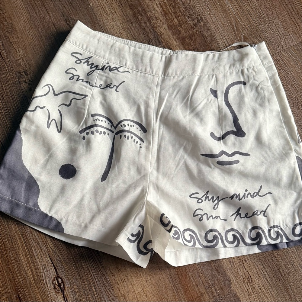 Stylish Cream and Gray Women's Shorts